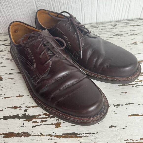 ECCO Men\'s Oxfords Round Toe Dark Brown Dress Shoes 33154 Career Business Sz 42 main image 5